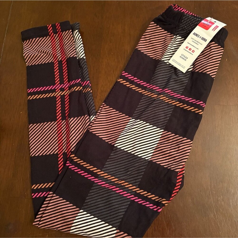 Agnes & Dora kids leggings buttery soft valentines day red pink plaid love cute